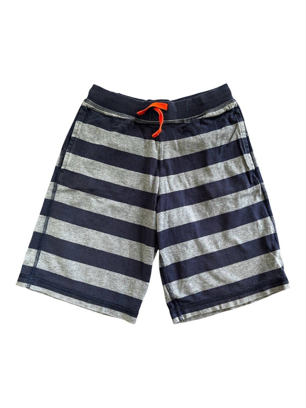 Hanna Andersson 100% Cotton Navy & Gray Stripe Drawstring Shorts Size 10